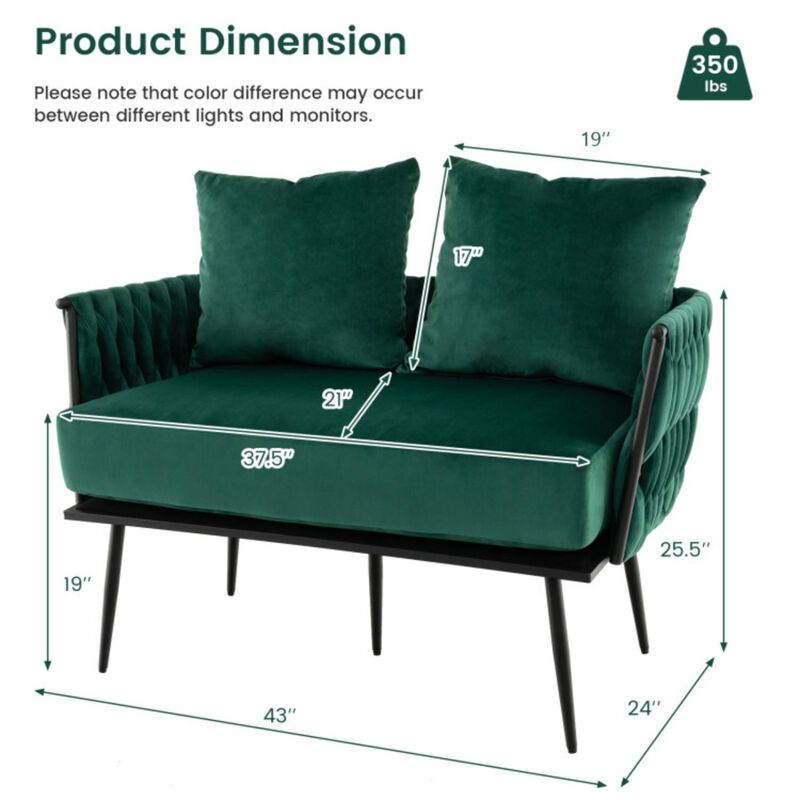 Hivvago Modern Loveseat Sofa Upholstered Dutch Velvet Sofa Couch
