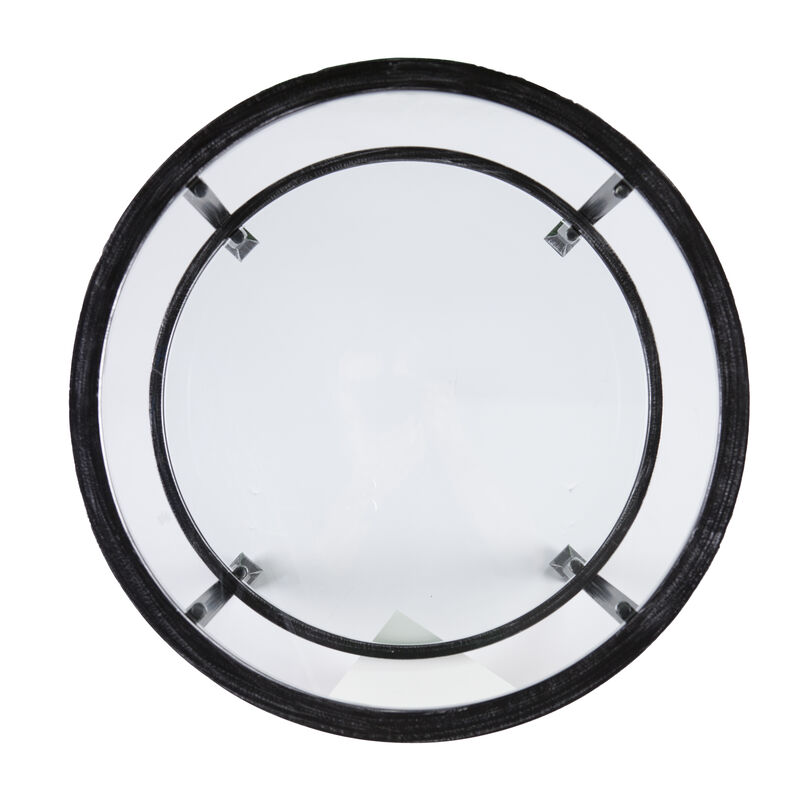 SEI Furniture Jaymes Round Glass Top Metal End Table in Black