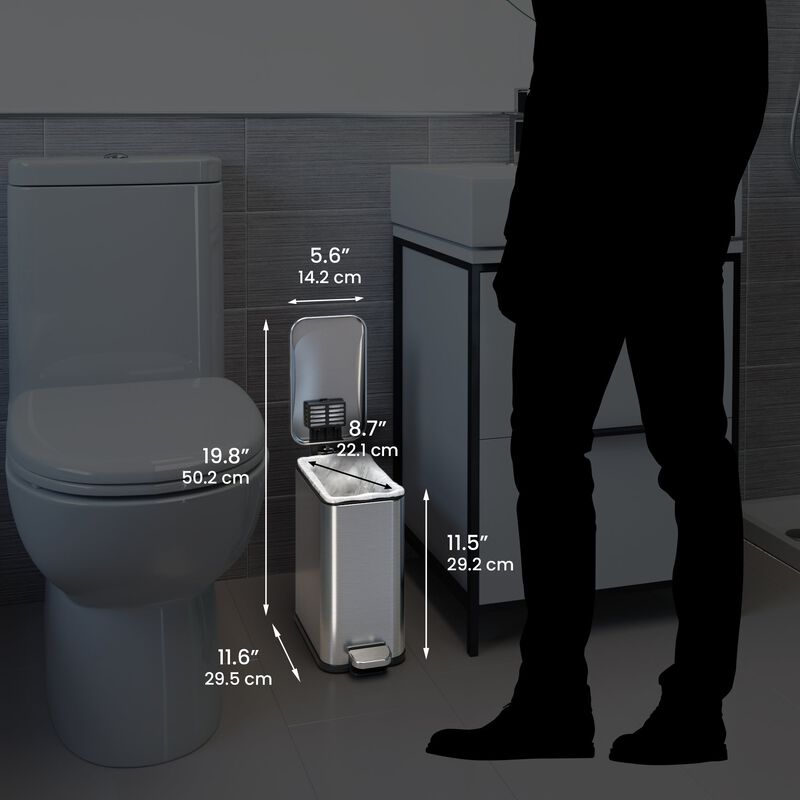 iTouchless 1.3 Gallon / 4.9 Liter SoftStep Slim Step Pedal Trash Can