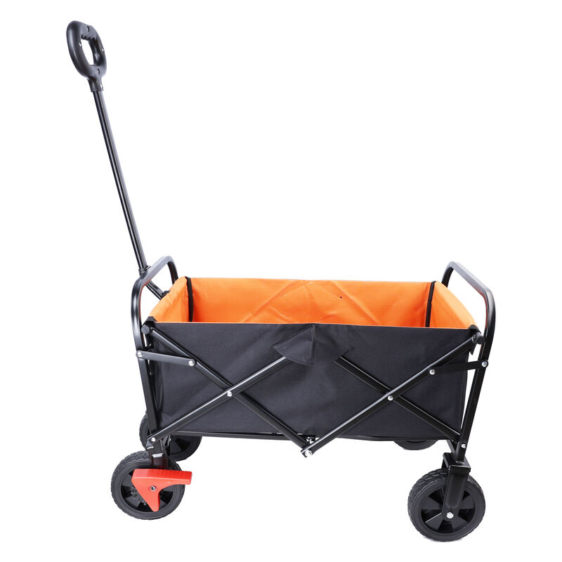 Streamdale Mini Folding Wagon Garden Shopping Beach Cart (Black+Yellow+Brake)