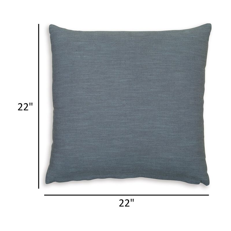 Ina 22 Inch Accent Throw Pillow Set of 4, Square, Classic Blue Cotton Linen -