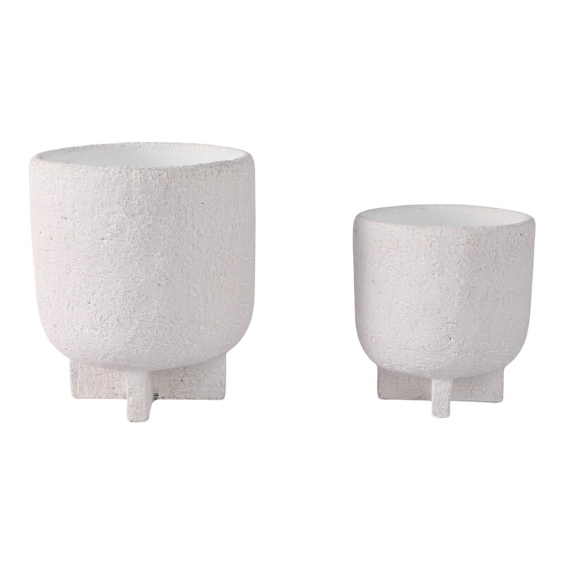 Modern Footed Planters, White