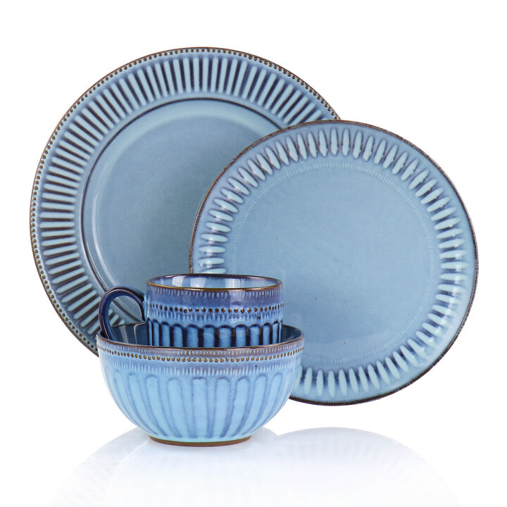 Gibson Elite Mendocino 16 Piece Stoneware Dinnerware Set in Blue