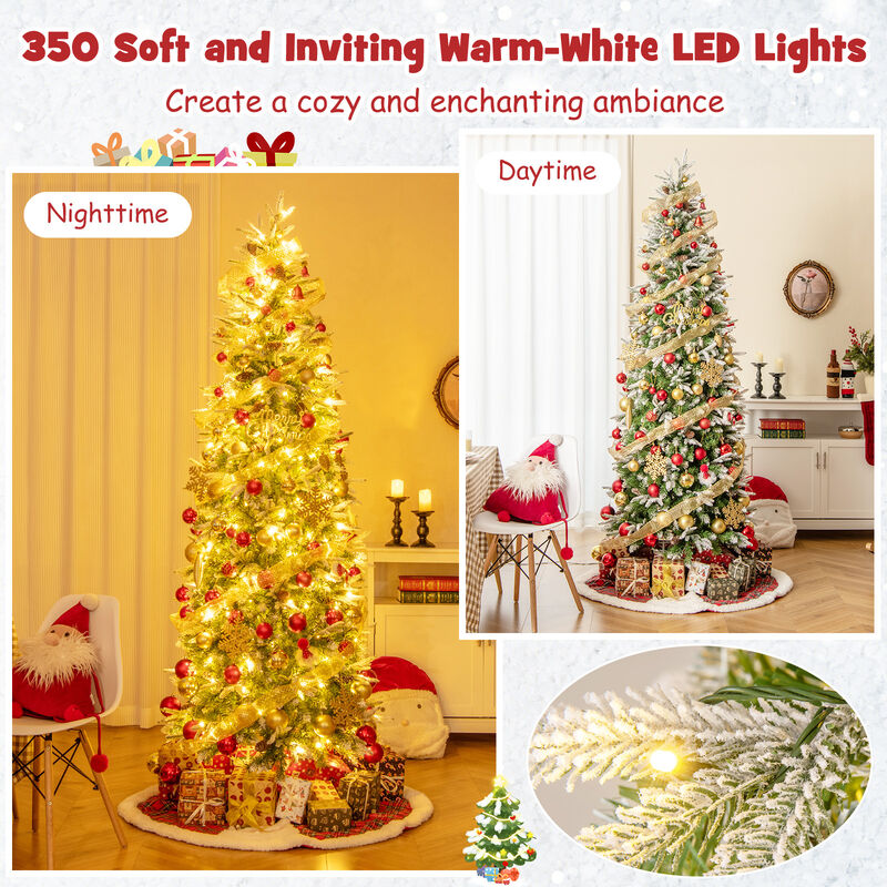 Pre-Lit Artificial Christmas Tree Snow Flocked Hinged