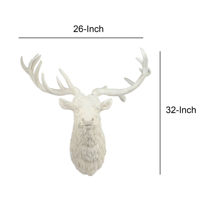 Magnesia Deer Head Wall Accent, White - Benzara
