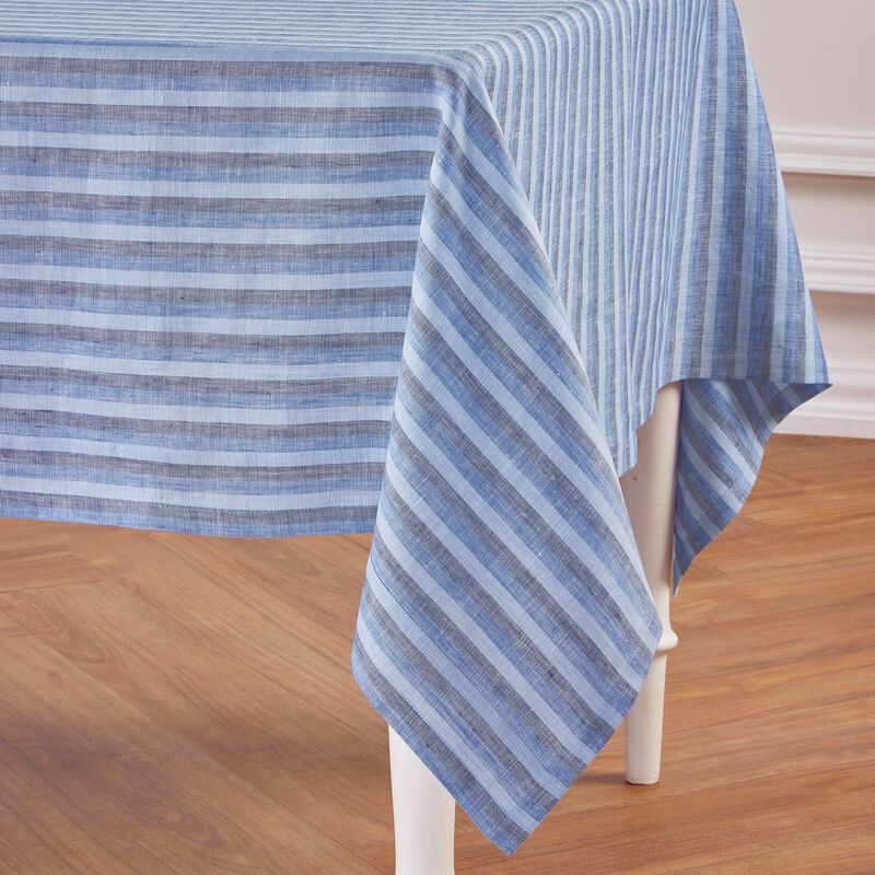 Solino Home 100% Pure Linen Tablecloth | Bistro Stripe