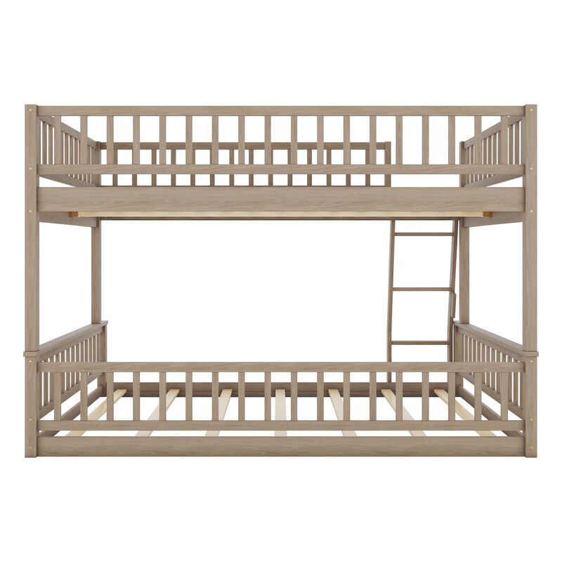 Merax Full XL over Queen Bunk Bed with Ladder and Guardrails