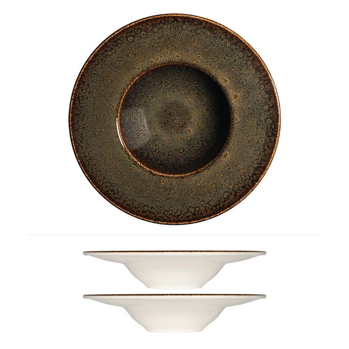 Tierra dia.11" h:2.5" 14 oz. Round Brown Porcelain Bowl (Set of 2)