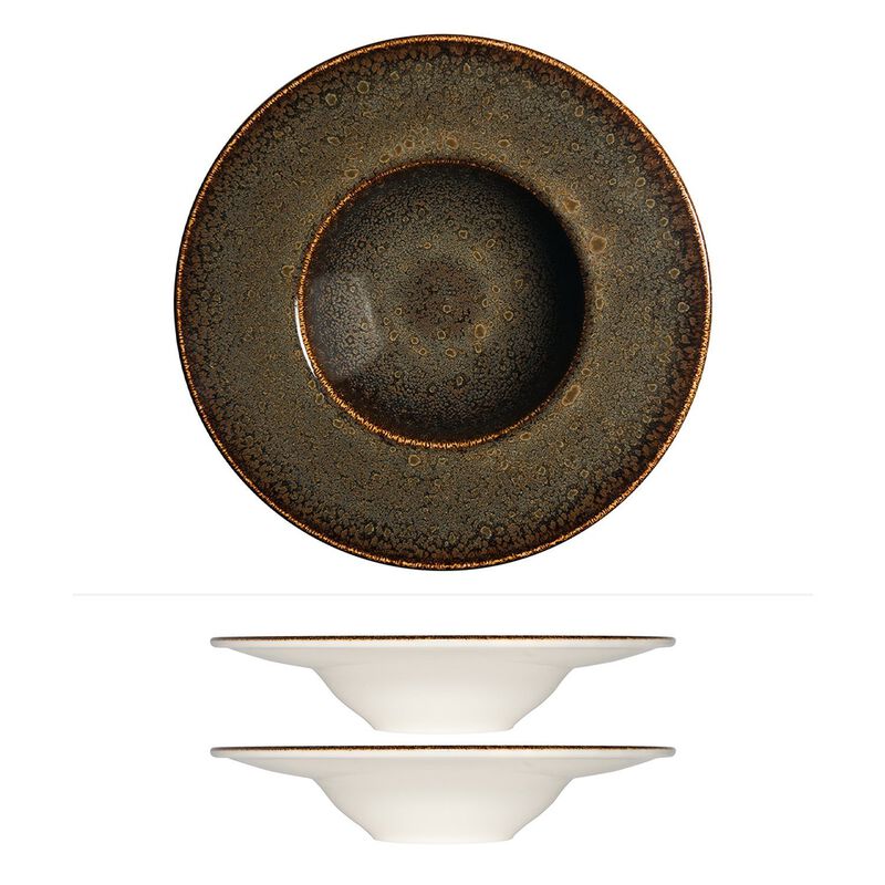 Tierra dia.11" h:2.5" 14 oz. Round Brown Porcelain Bowl (Set of 2)