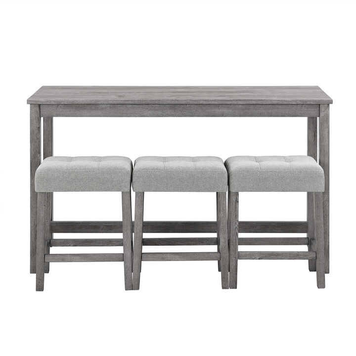 59 in. W Four Leg Wood Dining Table Seats 3