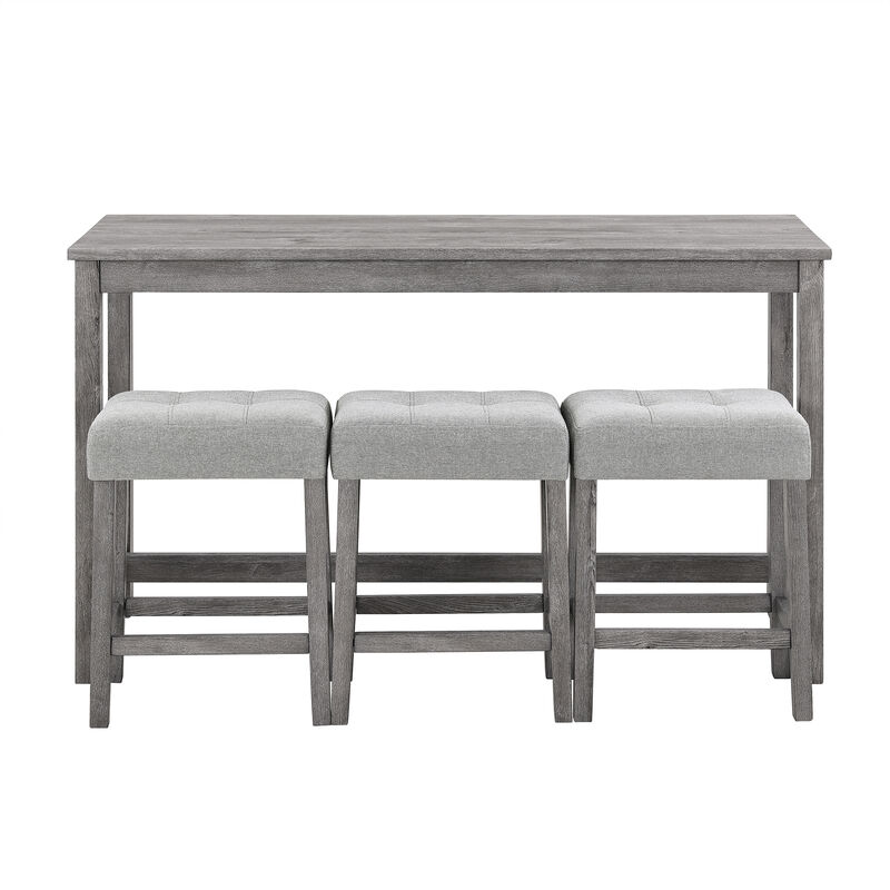 59 in. W Four Leg Wood Dining Table Seats 3