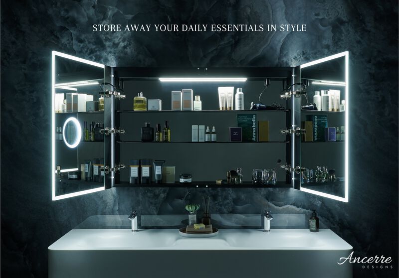 Pagani 48 in. x 32 in. LED Mirror Cabinet with Defogger, Dimmer, Magnifier & USB outlet