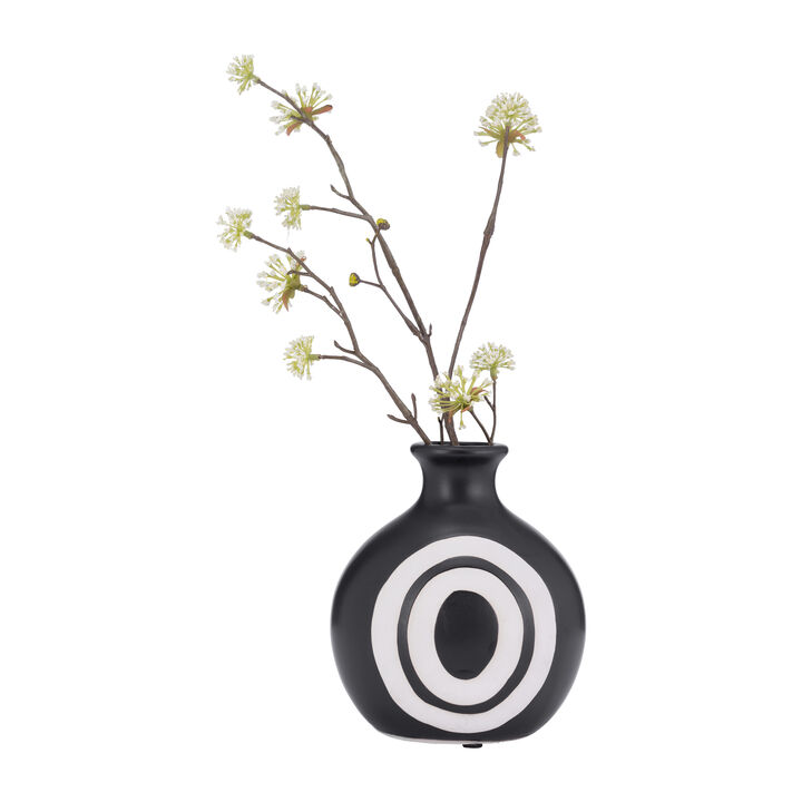 7" Abstract Vase, Black