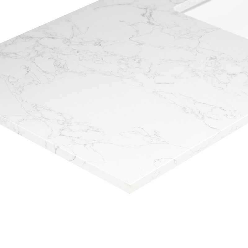 Altair Ceres 37 in. Engineered Stone Vanity Top in Grain White with Single White Sink