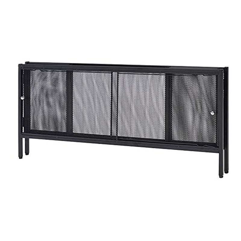 Metal Coffee Table with 1 Bottom Shelf and Mesh Design, Brown and Gray-Benzara