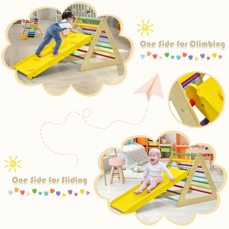3 in 1 Wooden Set of 2 Triangle Climber with Ramp for Slid