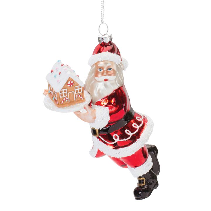 Santa with Gingerbread Christmas Ornament for Holiday Tree Decoration (Set of 6)