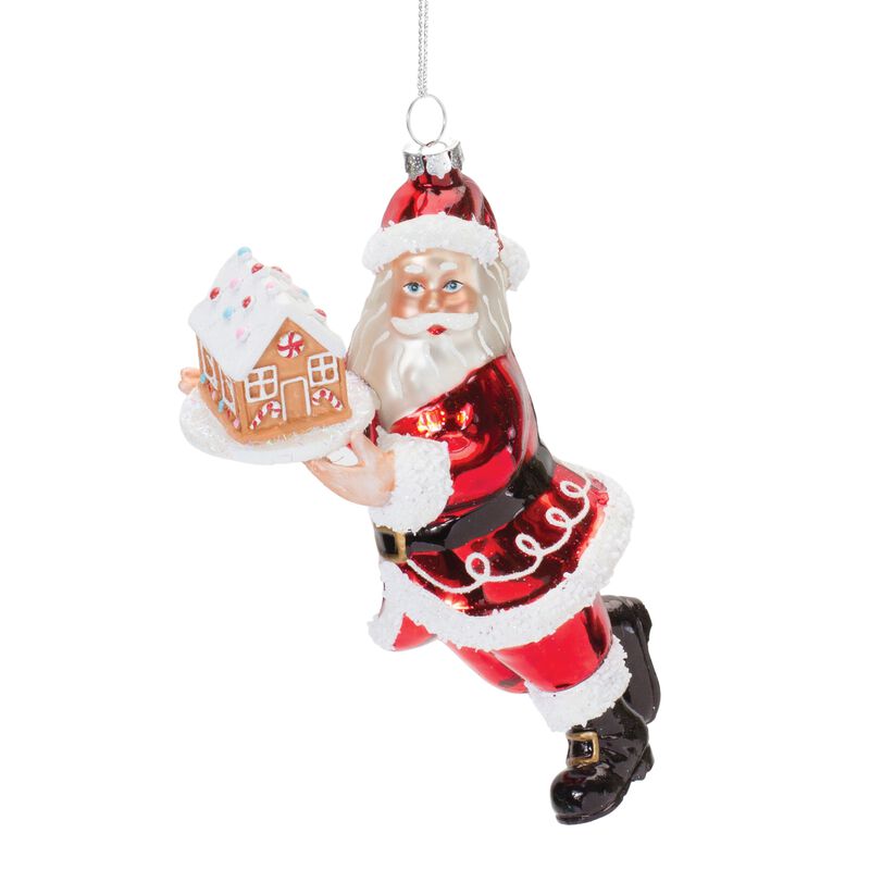 Santa with Gingerbread Christmas Ornament for Holiday Tree Decoration (Set of 6)