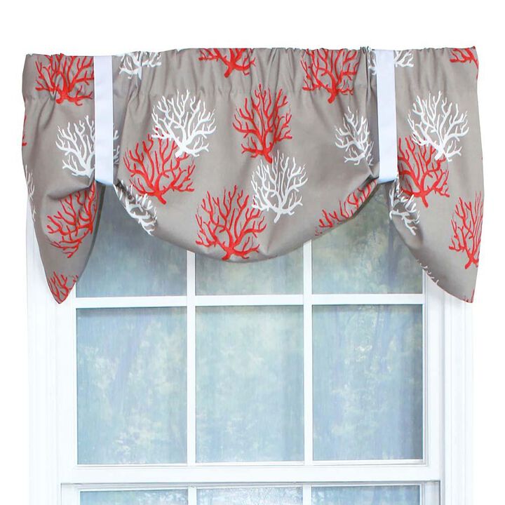 RLF Home Sea Coral Suspender Window Treatment Valance 3" Rod Pocket 50" x 16" Salmon Red