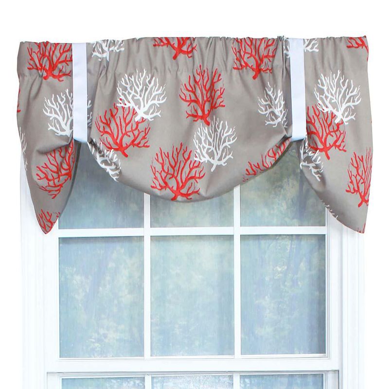 RLF Home Sea Coral Suspender Window Treatment Valance 3" Rod Pocket 50" x 16" Salmon Red