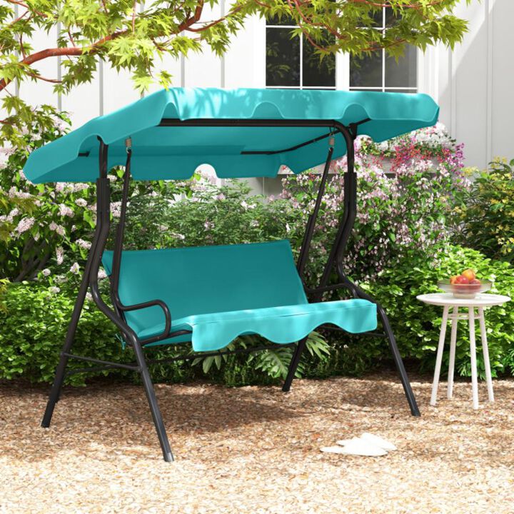 Hivvago 3 Seat Outdoor Patio Canopy Swing with Cushioned Steel Frame