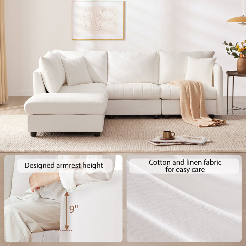 Merax 5-Seat Sofa Couch with Convertible Ottoman