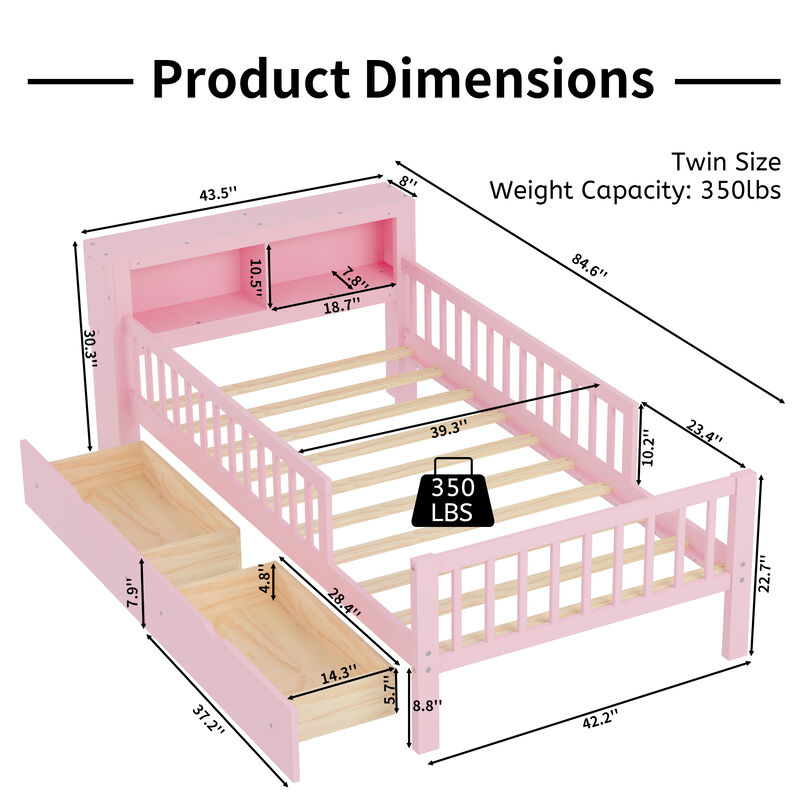 Merax Platform Bed with Headboard Storage Rack