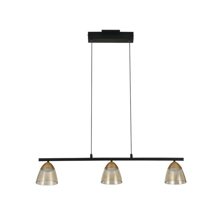 VONN Lighting 3-Light Height Adjustable Pendant Lighting Integrated LED Black Chandelier