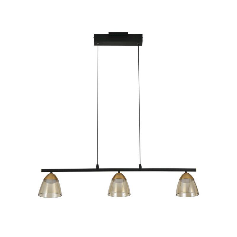 VONN Lighting 3-Light Height Adjustable Pendant Lighting Integrated LED Black Chandelier