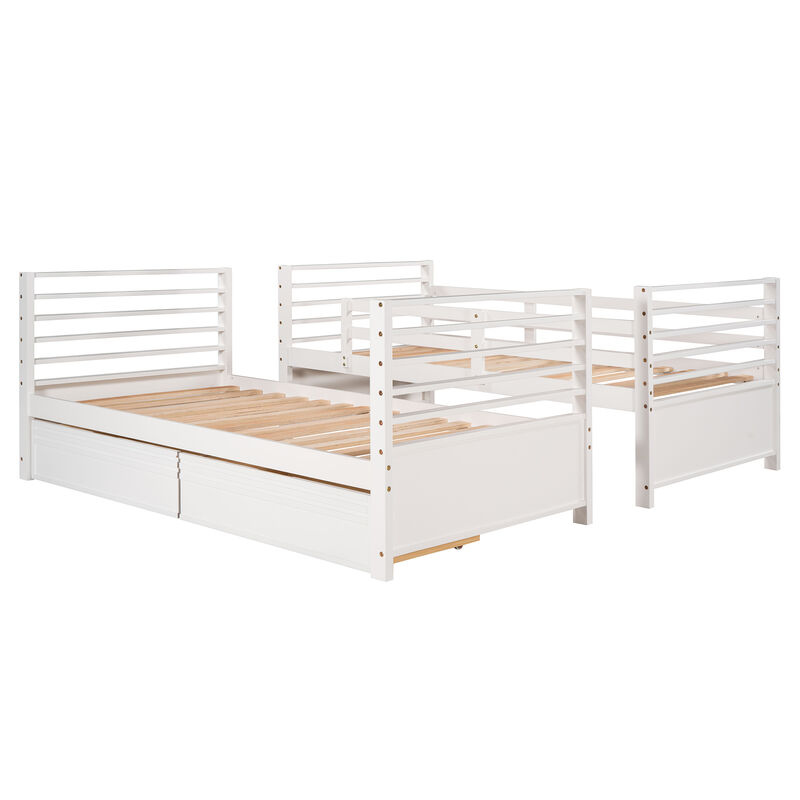 Merax Solid Wood Bunk Bed with Two Storage Drawers