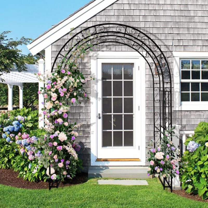 Iron Art Double Layer Arch, Arc Top Iron Arch for Garden, Patio, or Event Decor