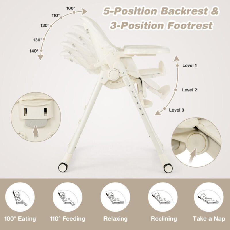 Hivvago 4-in-1 Baby High Chair with 6 Adjustable Heights