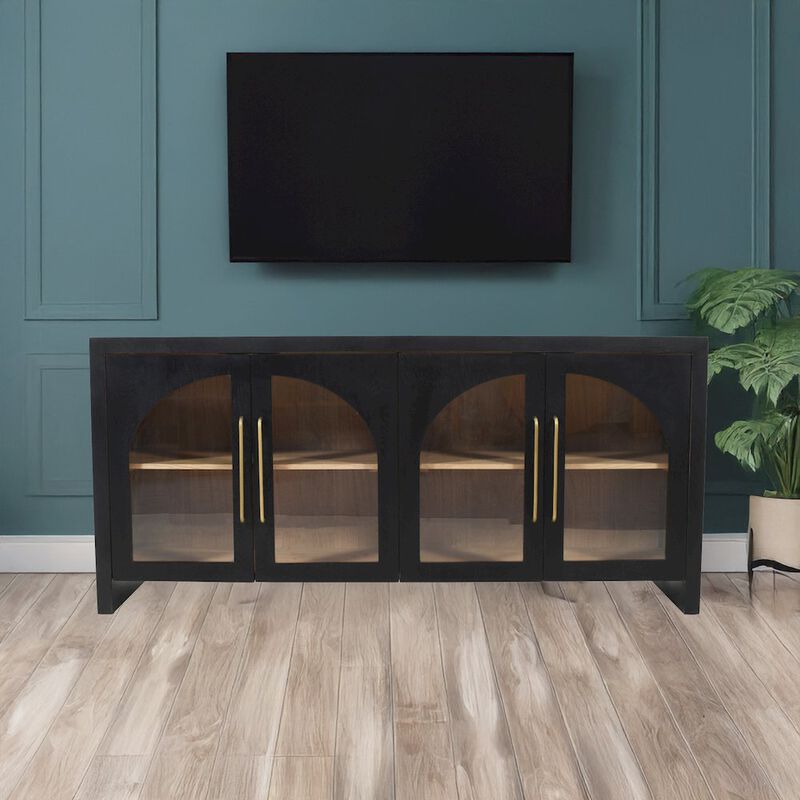 Jofran Archimedes 70 Curved Arch Four Door Sideboard Storage Cabinet