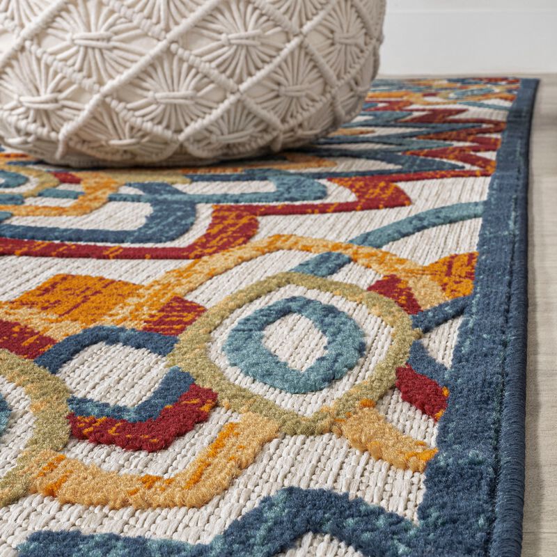 Flora Abstract Bold Mandala High-Low Indoor/Outdoor Area Rug