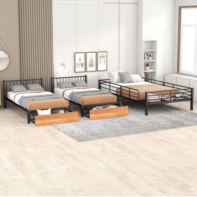 Merax Full Over Twin & Twin Bunk Bed