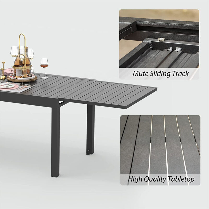 Expandable Metal Patio Table for 6-8 People