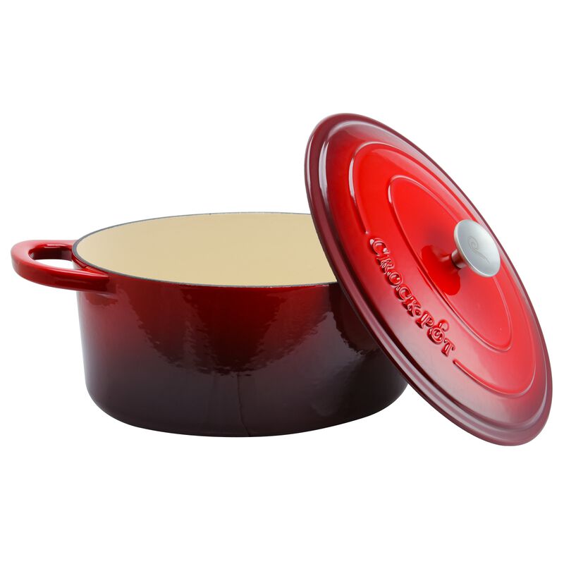 Crock Pot Artisan 7 Quart Oval Enameled Cast Iron Dutch Oven in Scarlet Red