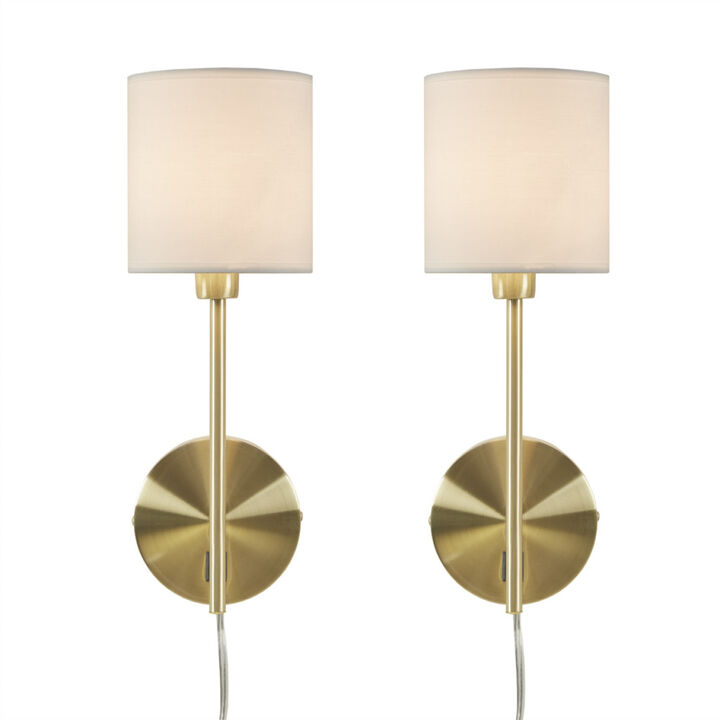 Conway Metal Wall Sconce With Cylinder Shade, Set Of 2