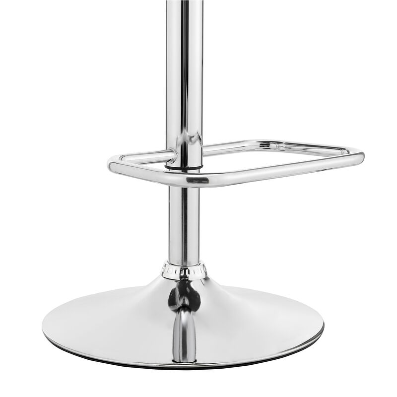 Metal and Faux Leather Adjustable Bar Stool, Black and Silver-Benzara
