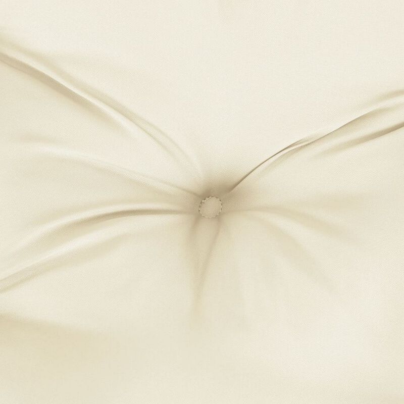Claire Garden Cushion for Bench, Tufted Ivory White Oxford Fabric - Benzara