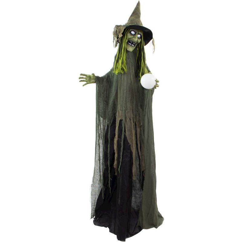Haunted Hill Farm 72 Animated Standing Green Witch w/Globe
