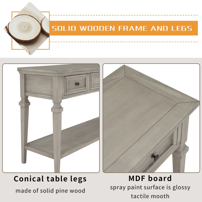 Merax Classic Retro Style Solid Wooden Frame Console Table