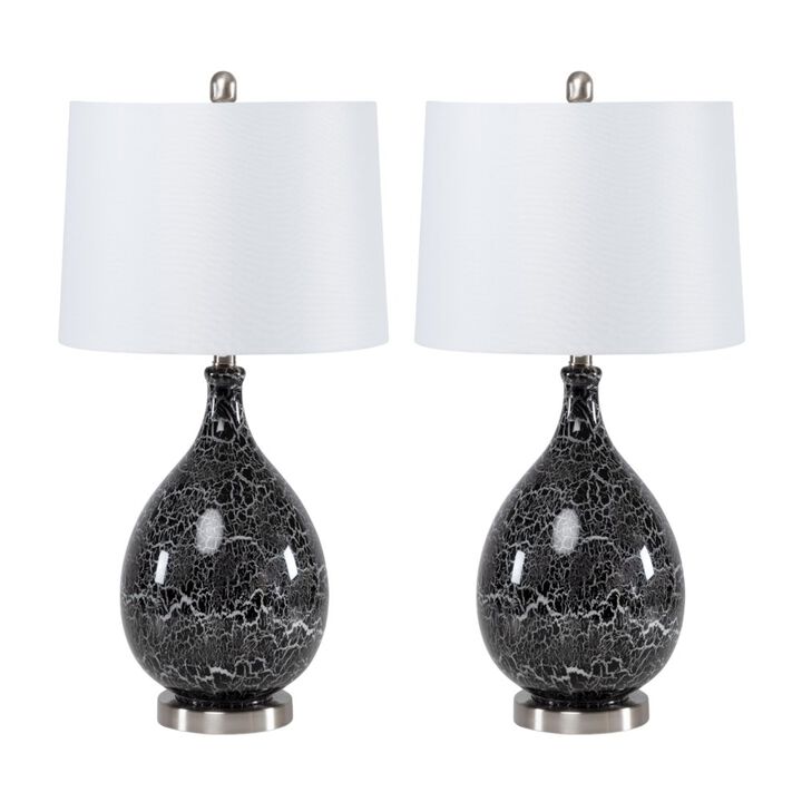 Lux Lighting Quinn 28 Grey-Silver Glass Table Lamp, (Set of 2)