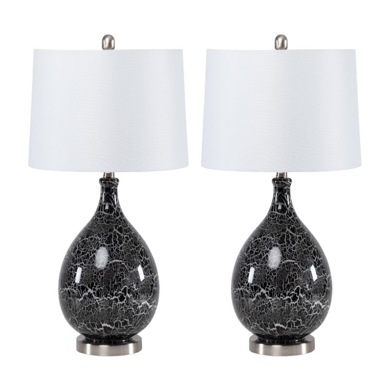 Lux Lighting Quinn 28 Grey-Silver Glass Table Lamp, (Set of 2)
