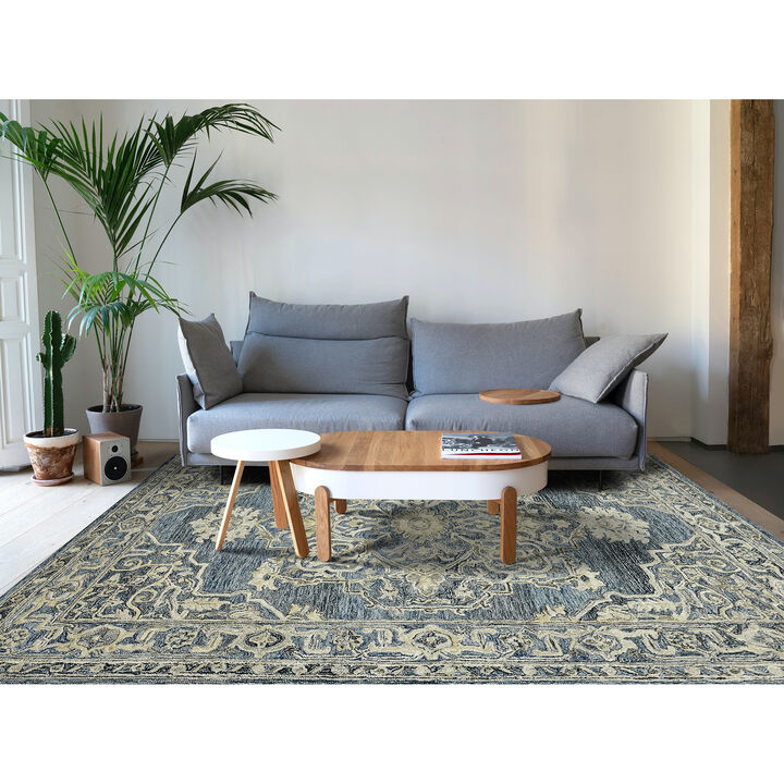 Vestige Farmhouse Oriental Hand-Tufted Denim/Gray Area Rug, 3'6" X 5'6"