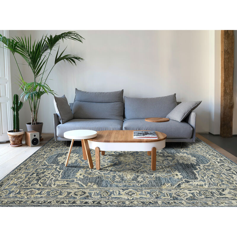 Vestige Farmhouse Oriental Hand-Tufted Denim/Gray Area Rug, 3'6" X 5'6"