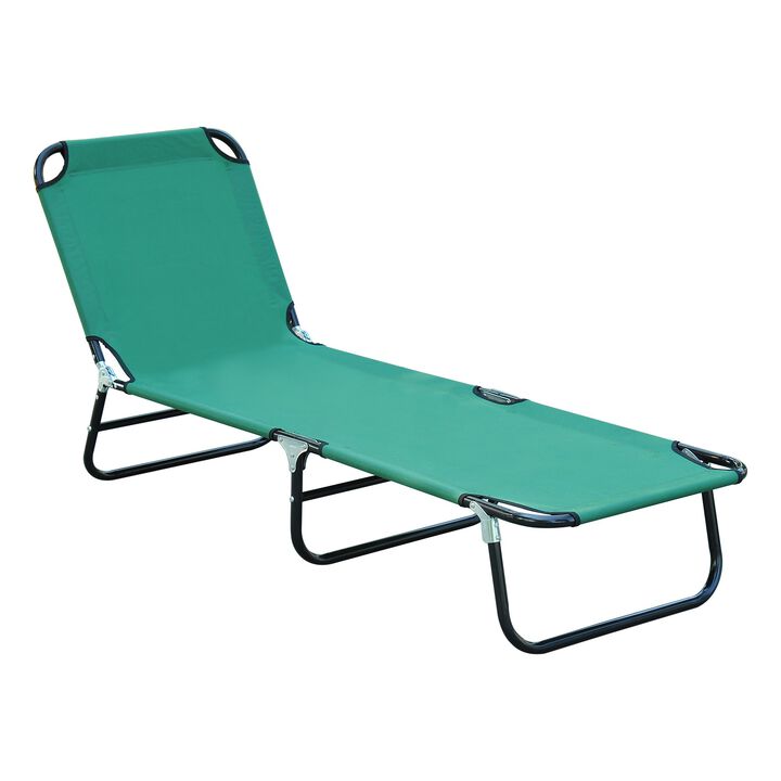 Multipurpose Green Recliner: 5-Level Adjustable Outdoor Folding Lounger