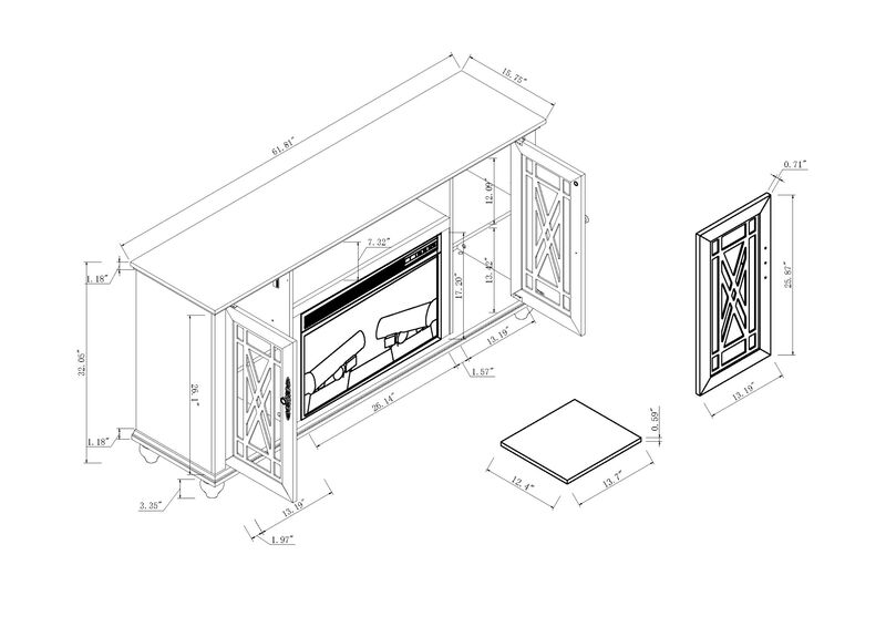 FESTIVO Elegant 61" TV Stand with Fireplace