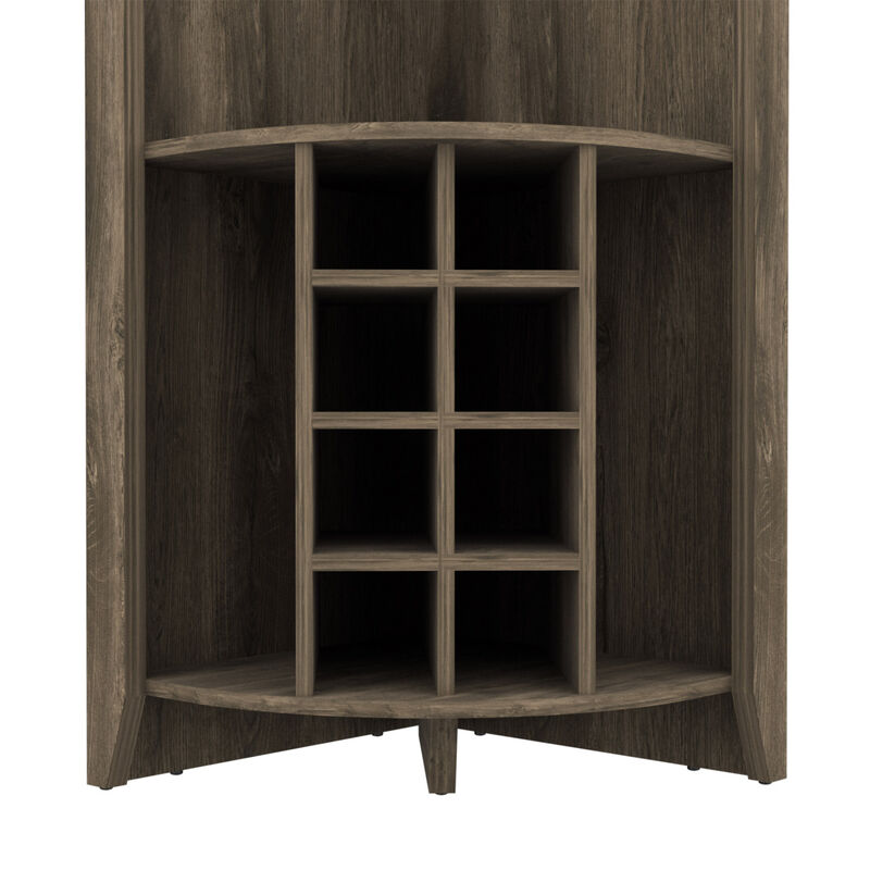 Morgana 8-Bottle 5-Shelf Corner Bar Cabinet Dark Brown