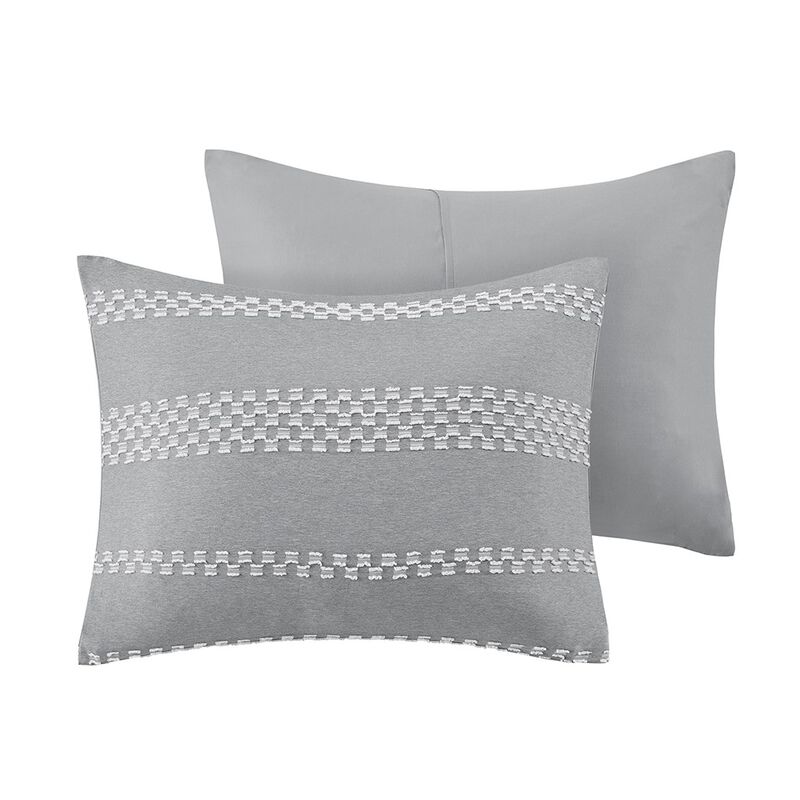 Gracie Mills Robert 3-Piece Striped Clipped Jacquard Duvet Cover Set